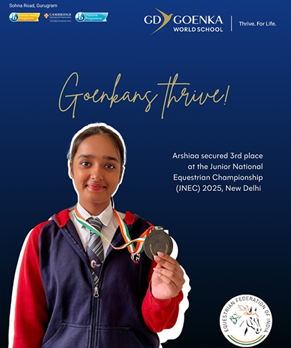 Arshiaa Chodhry (Grade IX) of GD Goenka World School Wins Bronze at Junior National Equestrian Championship 2025