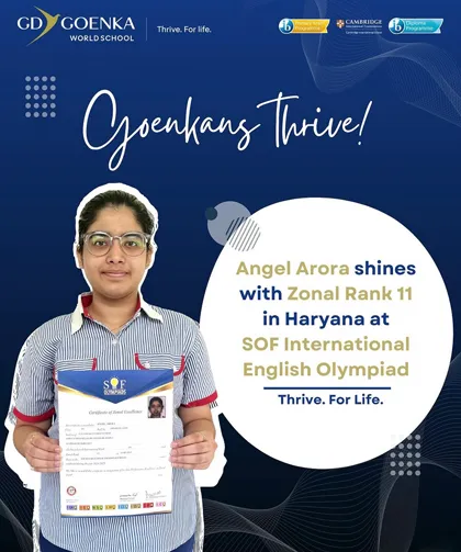 Angel Arora Secures Zonal Rank 11 in Haryana at SOF International English Olympiad 2024–25
