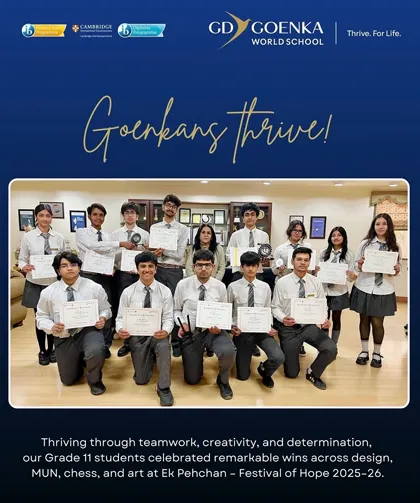 Goenkans Shine at Ek Pehchan 2025–26 | Top Honours Across Design, MUN, Chess & Art