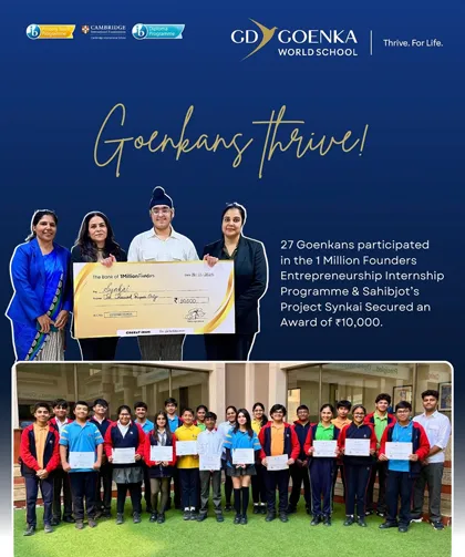 From Ideas to Impact: GD Goenka World School Students Shine at 1 Million Founders Programme